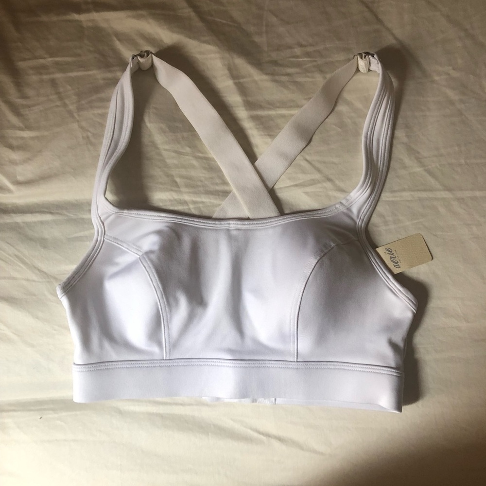 Aerie FIT Cross-Back Bralette Adjustable Straps White XS